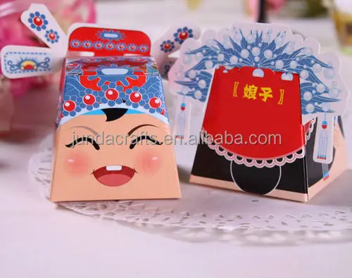 Bride and groom shaped small gift paper boxes for wedding favors candy and chocolates