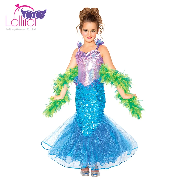 Хэллоуин Карнавальный маскарадный костюм русалки для девочек с боа