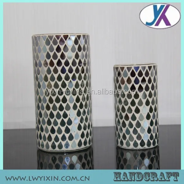 Цилиндрическая мозаика ручной работы 20*45 см чайная стеклянная светодиодная электрическая свеча