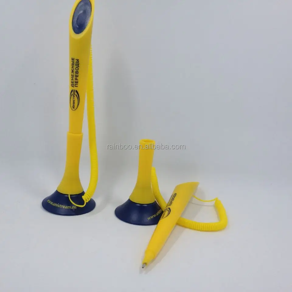 Supply Cheap promotional logo printed plastic desk pen with chain