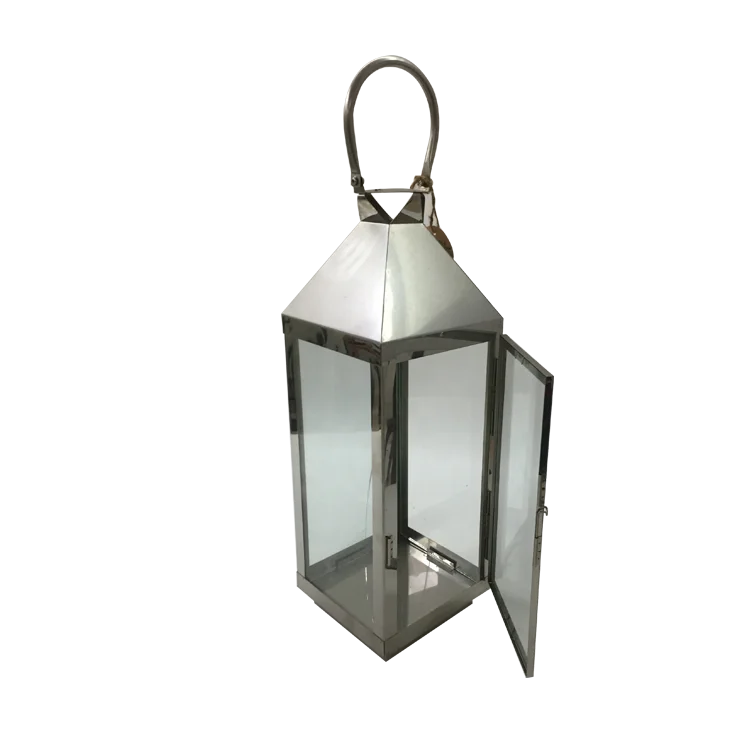 Big Standing Lantern Stainless Steel Glass Decorative Lantern Candle Holders Wedding Hotel Home Decor Outdoor Gold Lantern Set
