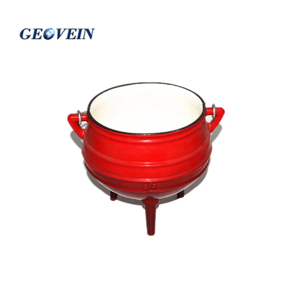 Camping Different Size Enamel Cauldron Pot 3 Legs Cast Iron Witches Pot