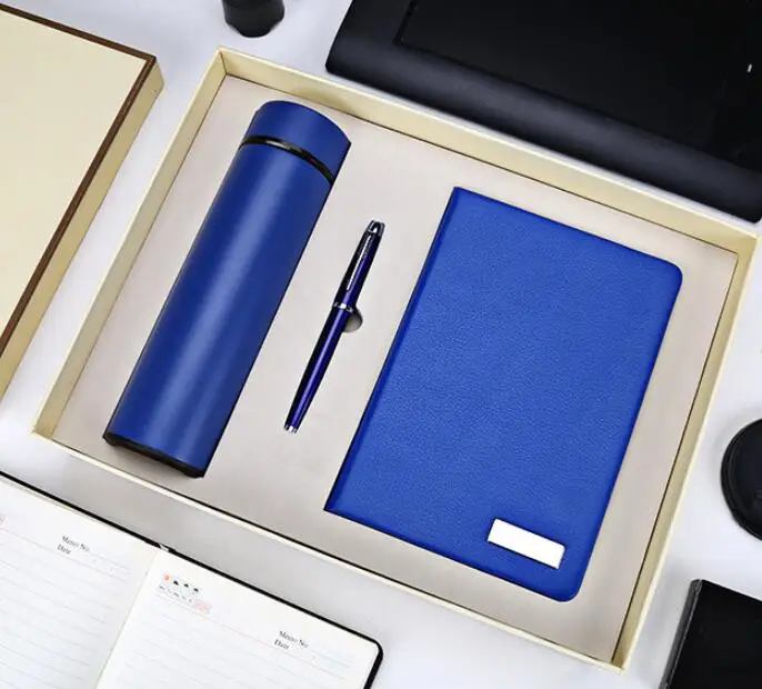 2018 leather notebook with water bottle and pen business gift set office gift set