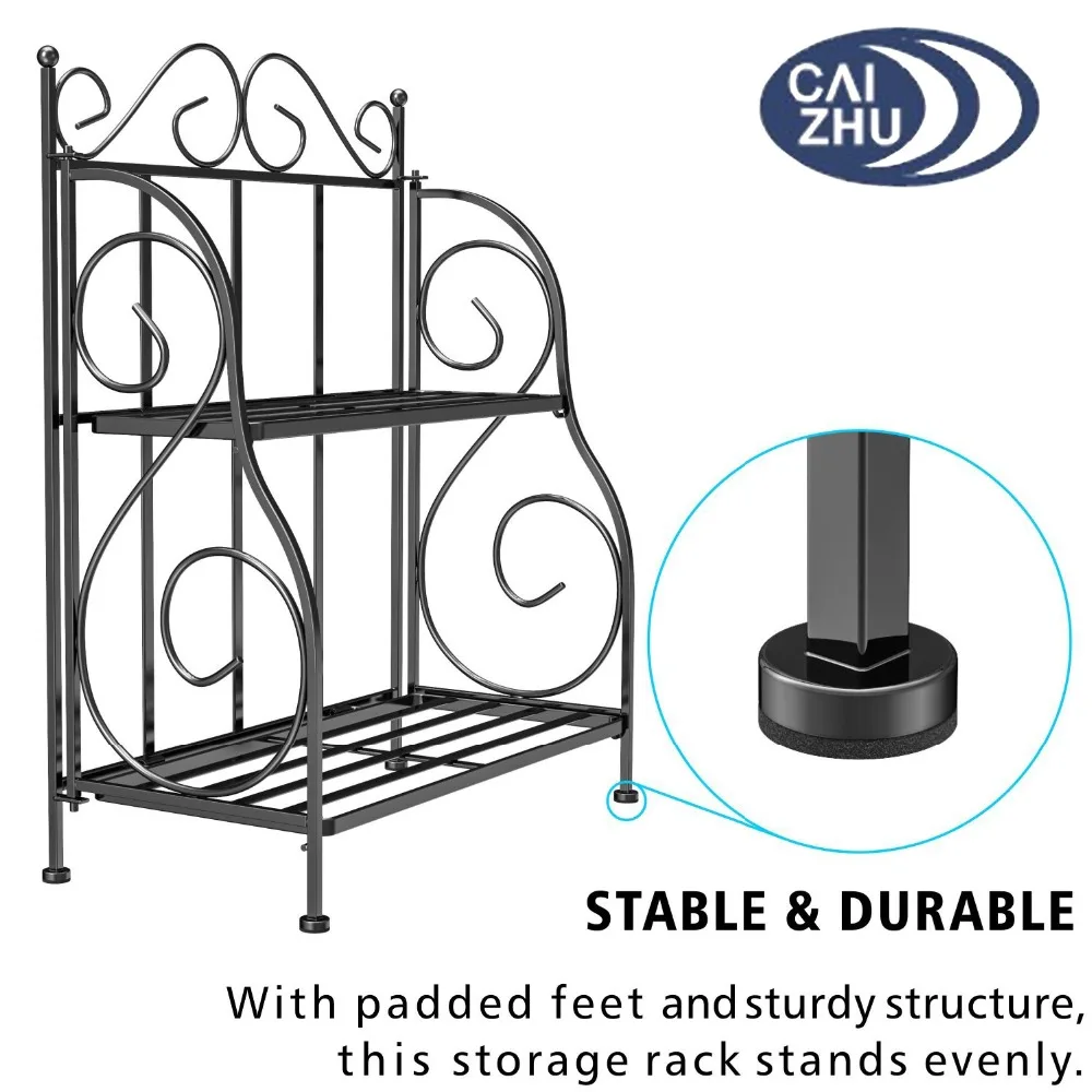 Countertop Collapsible Kitchen Bathroom Shampoo Rack  2 Tiers Spice Rack Decoration Flower Stand