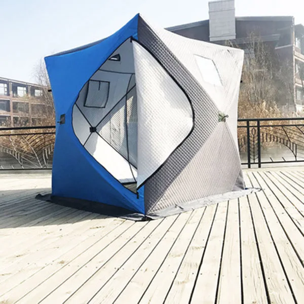 Палатка для зимней рыбалки, большая емкость для подледной рыбалки, для 3-4 человек, теплая Толстая хлопковая ветрозащитная холодная палатка