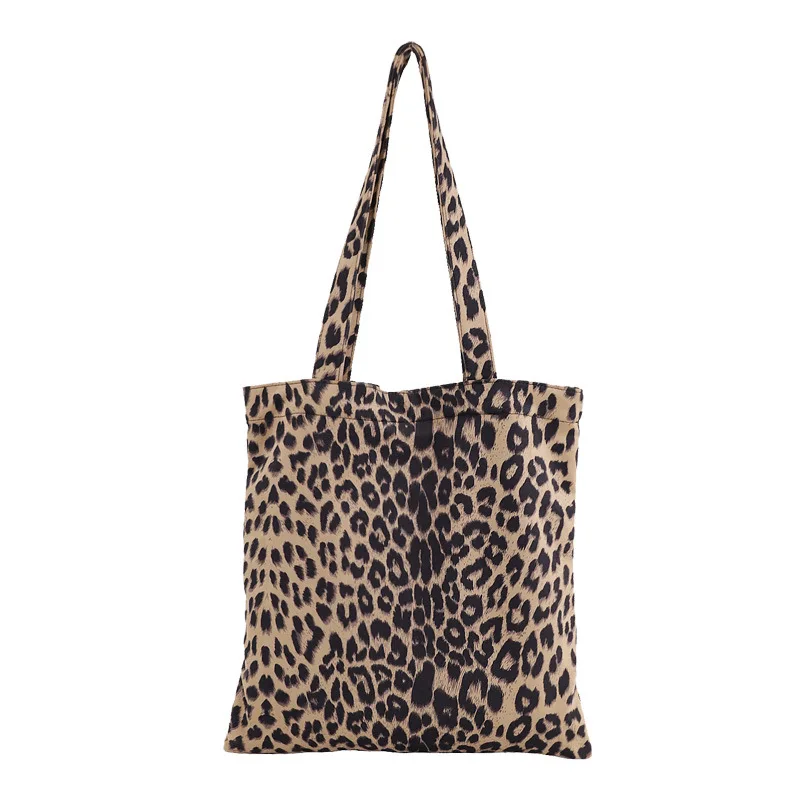 Wholesale Designer Leopard Lady Fashion Handbag Casual Leopard Print Canvas Tote Bag