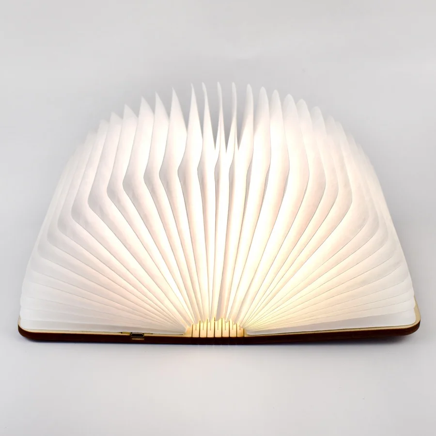 Elegant Book Lamp Mini Wooden Cover Folding LED Book Light