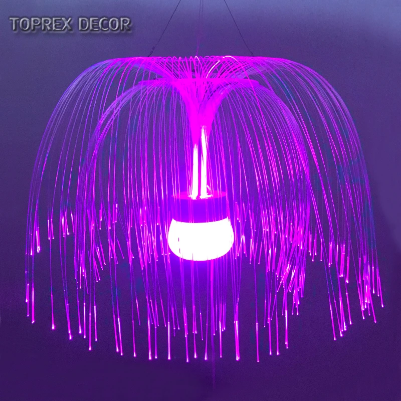 2024 New Export Product Colour Changing Hanging Led Glow Crystal Jellyfish Fiber Optical Lighting