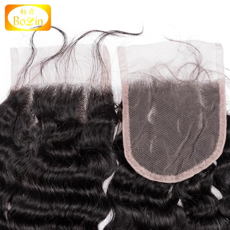 wholesale factory price human hair virgin three part lace closure Brazilian hair