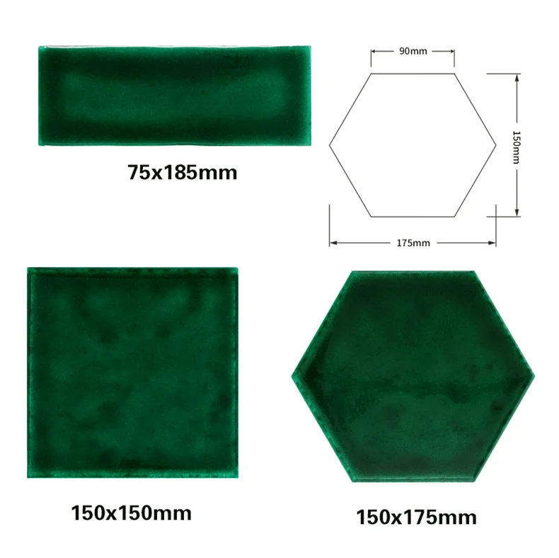 
Jade green colors ceramic flooring and wall tile handmade tile 