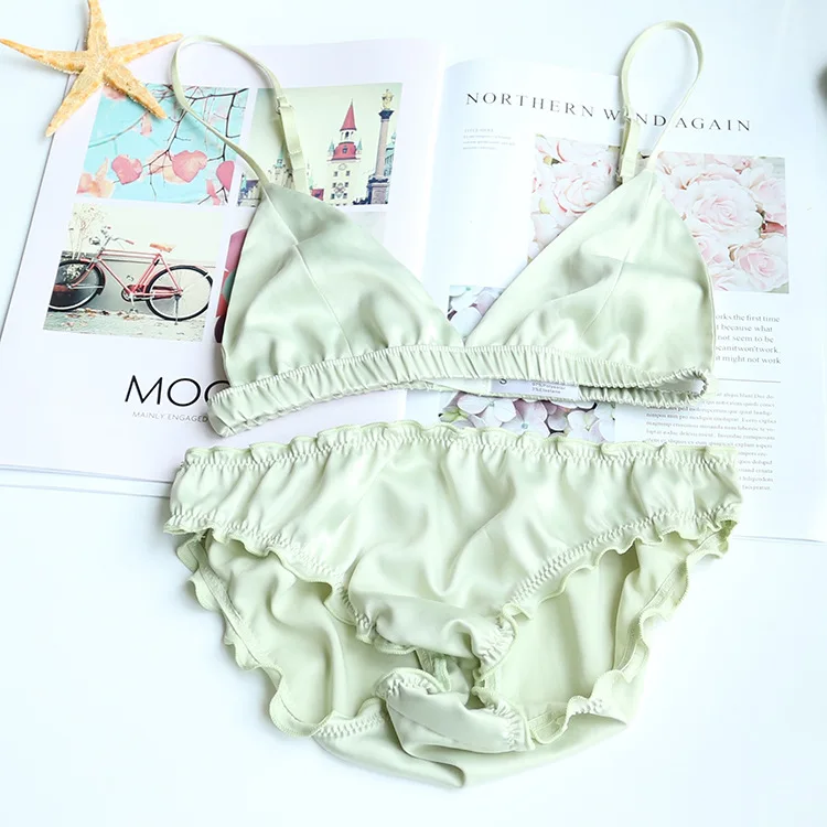 Women Sexy Adjustable Strappy Ultra Soft Satin Comfy Charming Bra Set