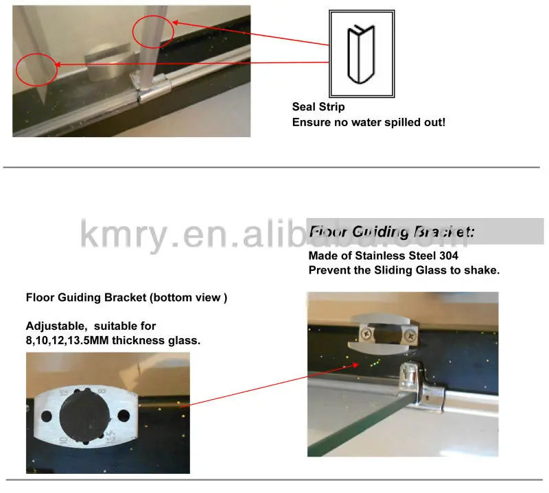 New Design SS304 Roller Line-shape Frameless Tempered Glass Sliding Barn Door With Hardware (KD8013)