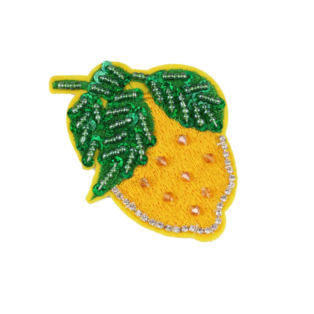Custom Sequin Patch Rhinestone Beaded Applique Lemon Patch