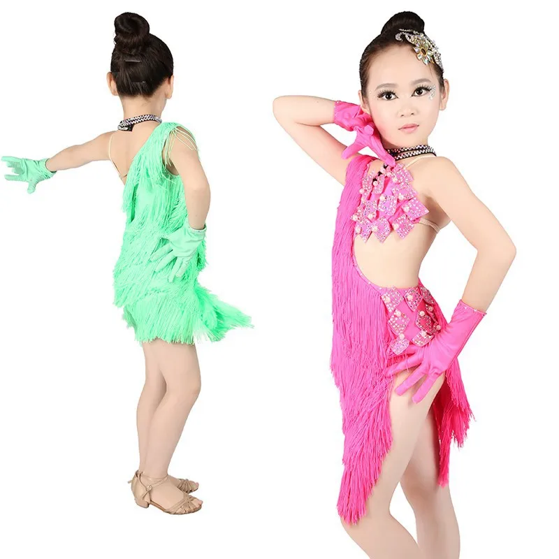 Teen Girls Ballroom Latin Salsa Fringed Dance Dress