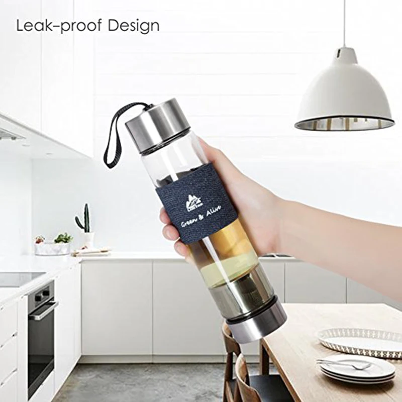 Glass Drinking Bottle With Sleeve Tea Glass With Filter BAP Free 450ml