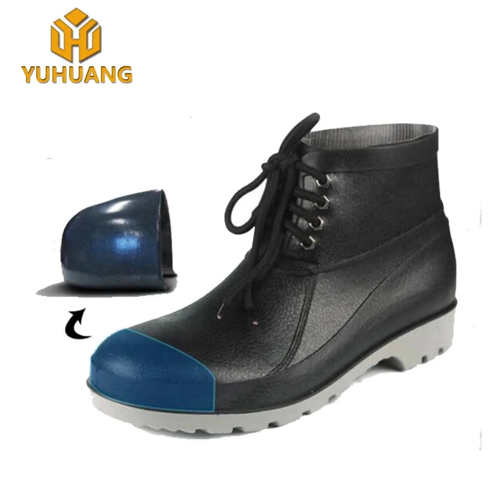 Unisex Ankle Rain boots ,PU outsole steel toe cap boots ,pvc safety boot