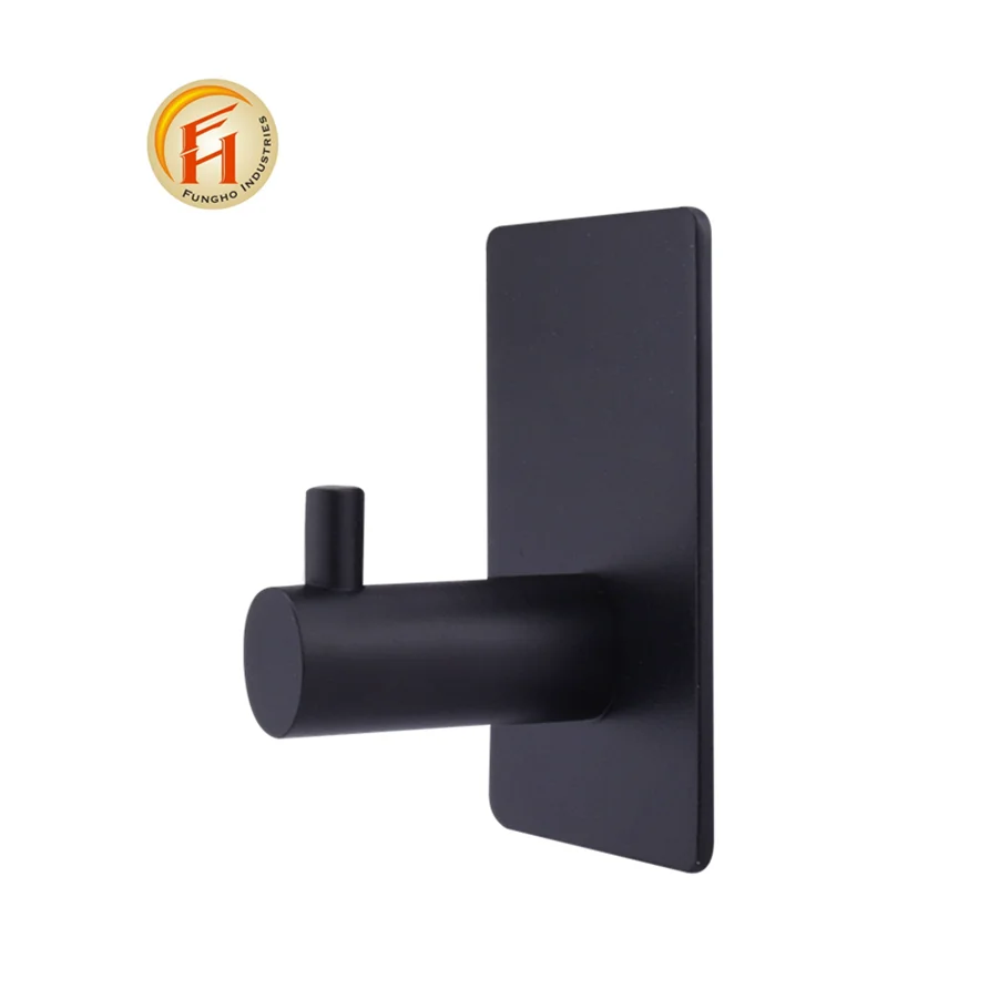 
Matte Black Towel Hook Stainless Steel Bathroom Rustproof Clothes Towel Coat Hook Wall Mounted Square Kitchen Heavy Duty Hook 