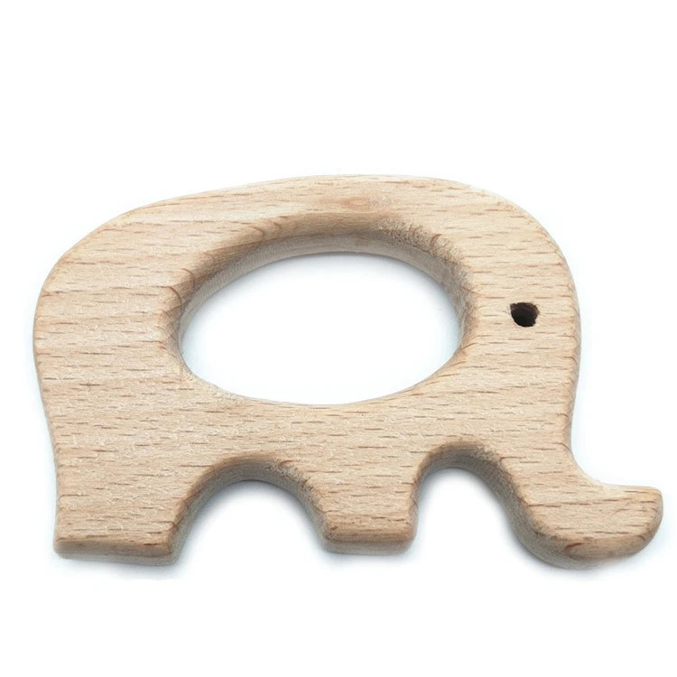
Food Grade Bpa Free Kitten Cat Shape Hand-carved Untreated Natural Beech Wood DIY Toy Teether 