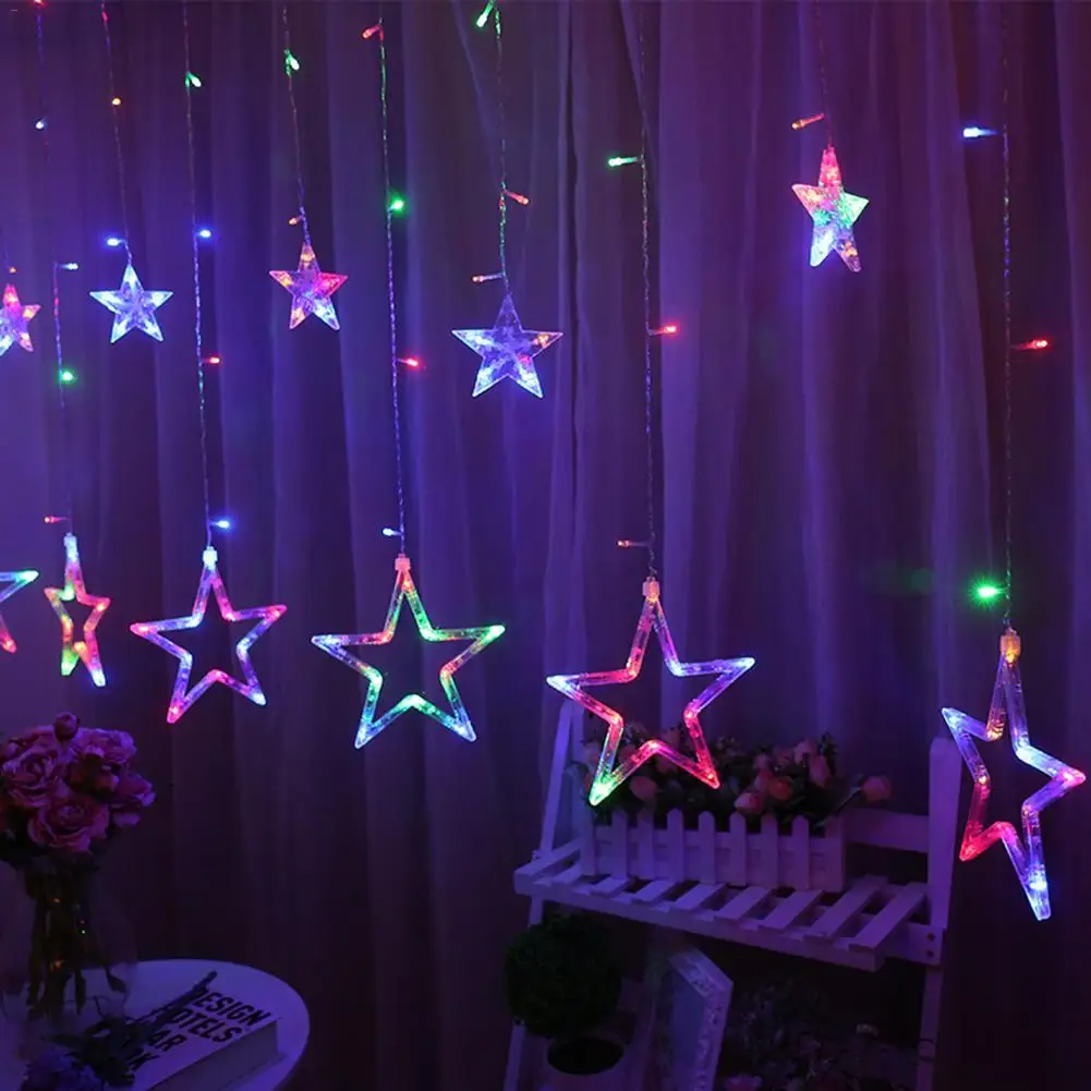 
AC 110V or 220V Holiday Lighting LED Fairy Star Curtain String luminarias Garland Decoration Christmas Wedding Light 2M 