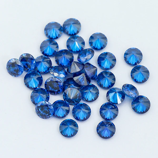 High quality Synthetic round cut Blue Sapphire price machine cut Sapphire Stone Price