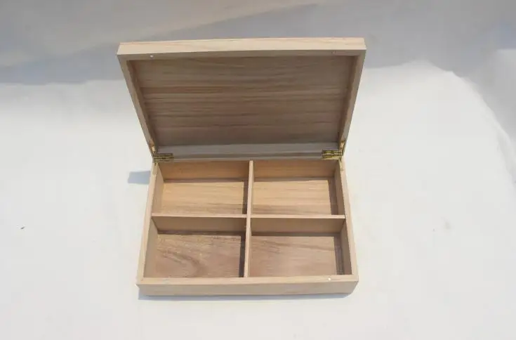 Custom Unfinished Wooden Compartment Gift Boxes For Tea Bags