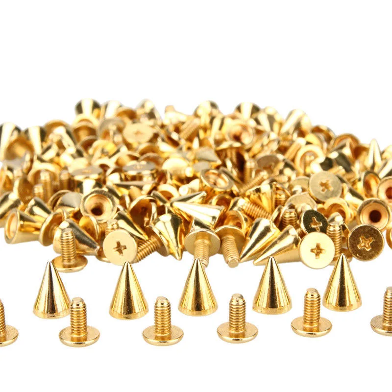 Твердые Латунные пирамидальные шпильки винтовые заклепки цилиндрические шипы кожаный ремень с заклепками