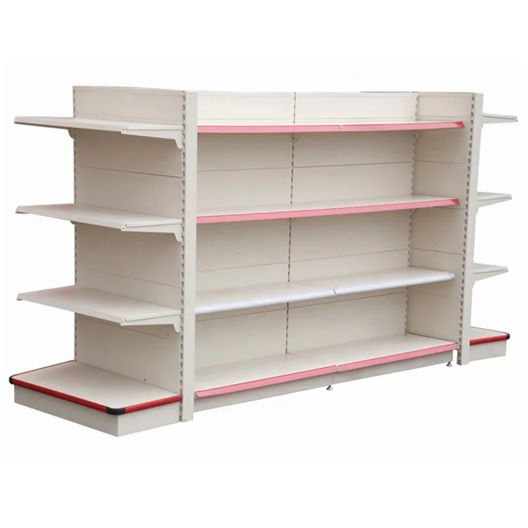 Double Surface Metal Steel Gondola Shelving Rack for Supermarket Retail Display Snacks