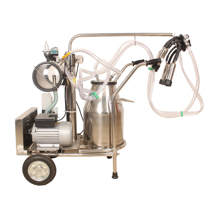 Single Bucket Vacuum Pump Portable Cow Milking Machine For Sale