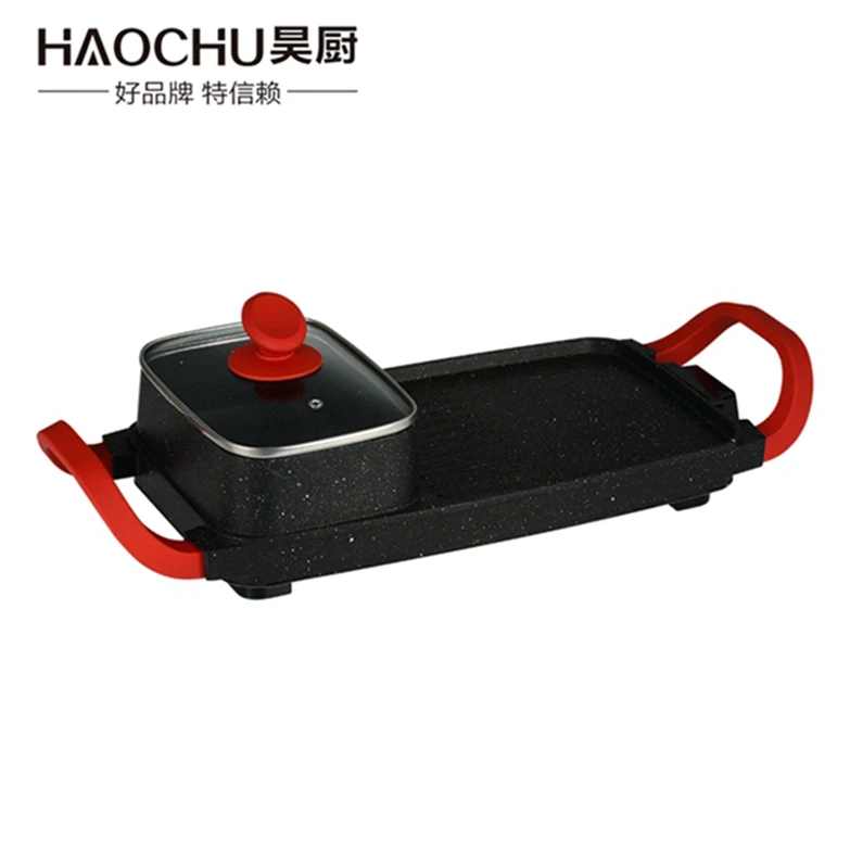 
household electric skillet electric korean bbq grill and hot pot with water tray 