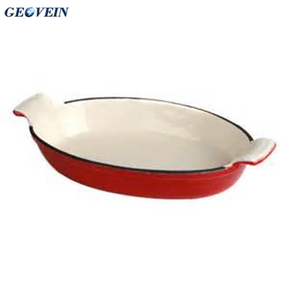 Tableware Roasting Pan Fish Shape Enamel Cast Iron Dish Pan for dinner