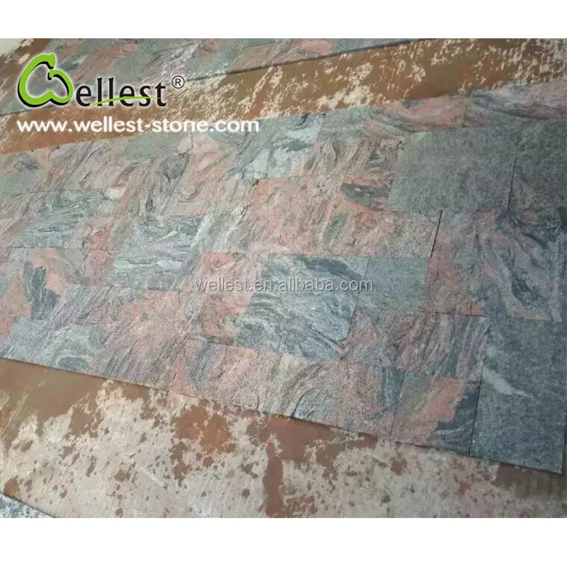 
 Китай, многоцветная красно-серая гранитная полированная плитка и плита  