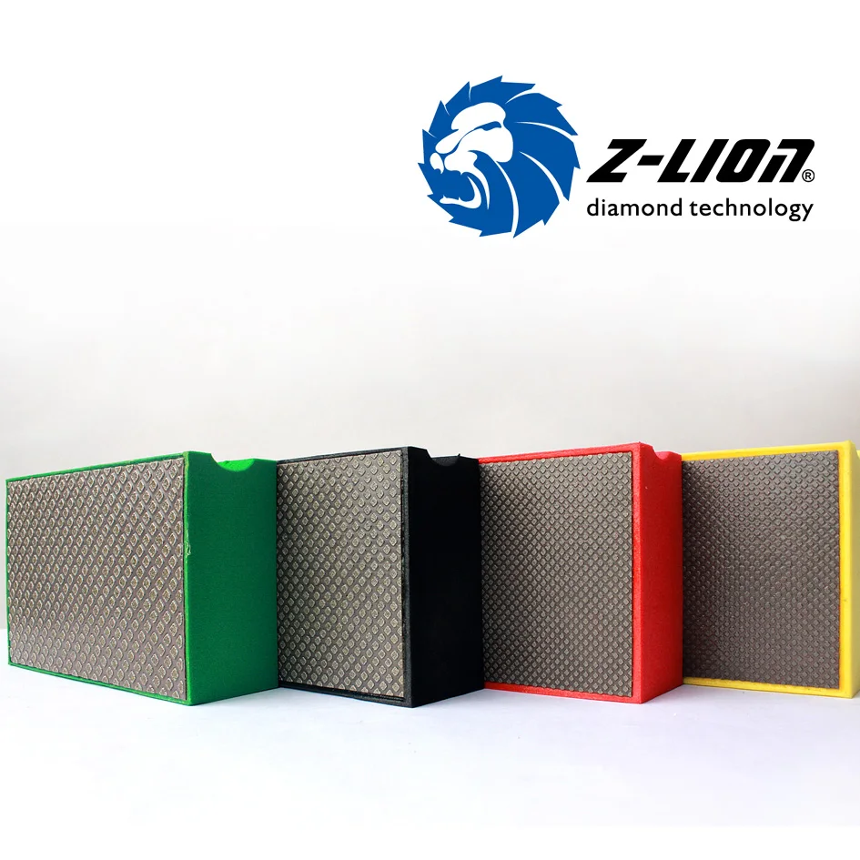 Z-LION 90*55mm Diamond Hand-held Polishing Pad Electroplated Soft Foam Backed Pads for Grinding of Stone Tile