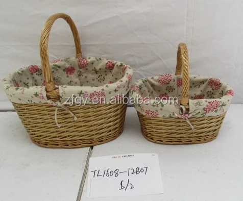 
Rustic willow basket for storage with handle 