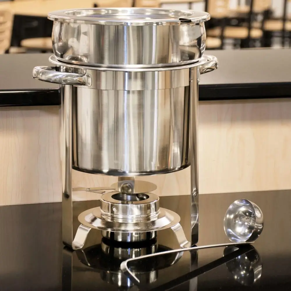 Deluxe 7 qt. soup chafer marmite stainless steel soup chafing dish
