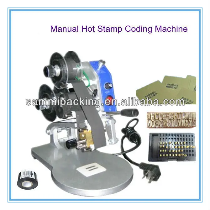 Hand pressing date and batch number printing machine for 3 lines, plastic bag,label date printing machine