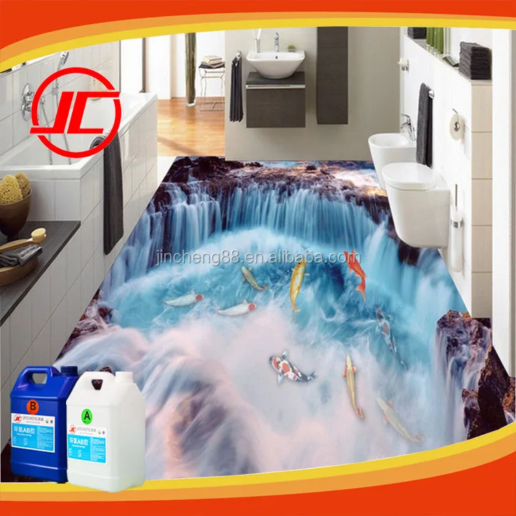 Custom 3D Gloss Liquid Water Clear Epoxy Paint Floor For PVC Logo Design