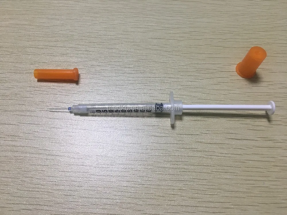 
Orange Cap Disposable insulin syringe 1ml 0.5ml 0.3ml with fixed needle syringe factory 