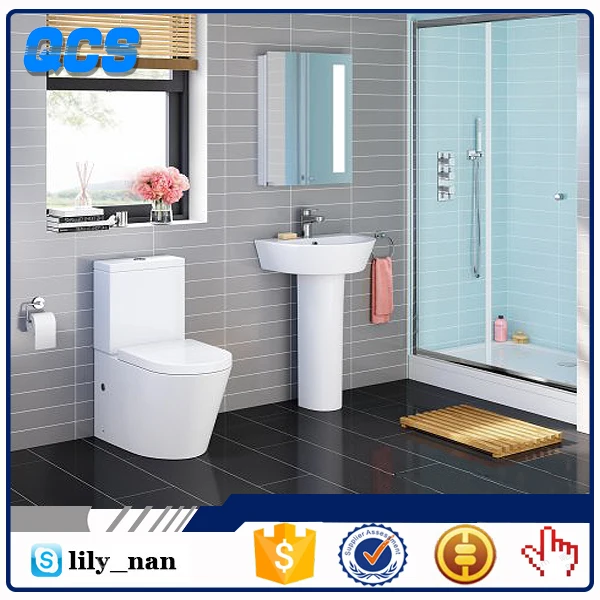 
Toilet and Pedestal Basin Suite Ceramic Bathroom Wash Down Contemporary JCBS-001 Jincheng 3 Years Floor Mounted CN;HEB Modern 