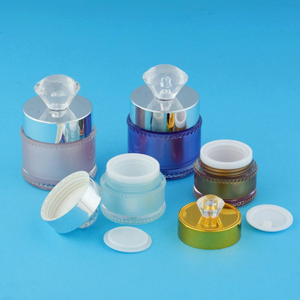 
Hengsheng factory supply wholesale 5g 8g 10g acrylic sample jar for personal care with diamond-shape lid 