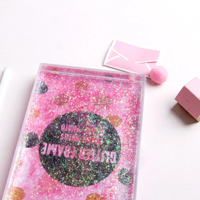 neon custom acrylic photo frame with liquid glitter sequins shimmy shake photo frames plastic acrylic frames