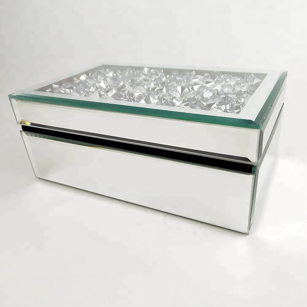 Factory wholesale glass mirror rhinestone Jewellery Boxes