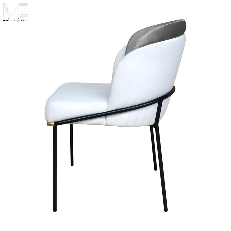 Simple french style design restaurant blue velvet dining room chair metal frame chair velvet