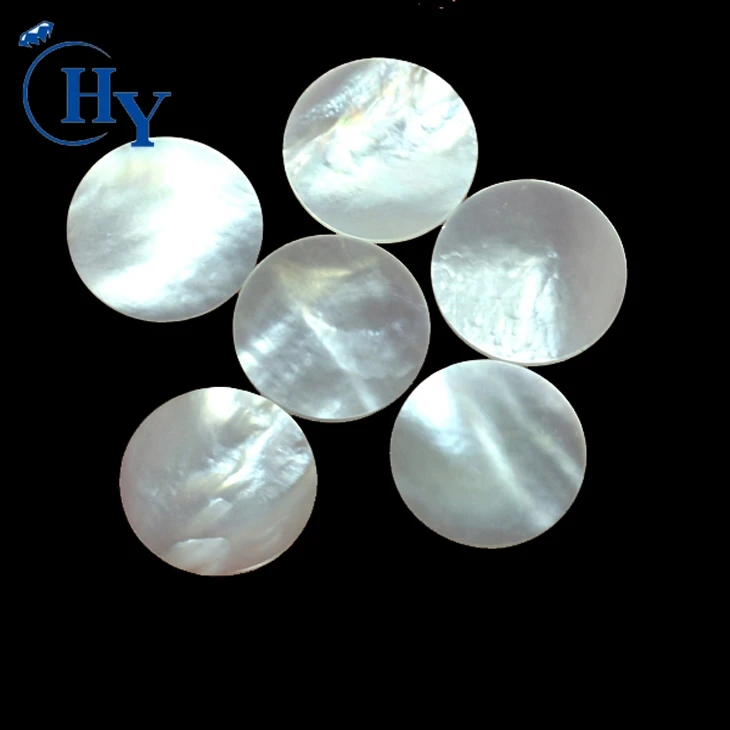 Wholesale round flat cut white mother of pearl discs 20mm