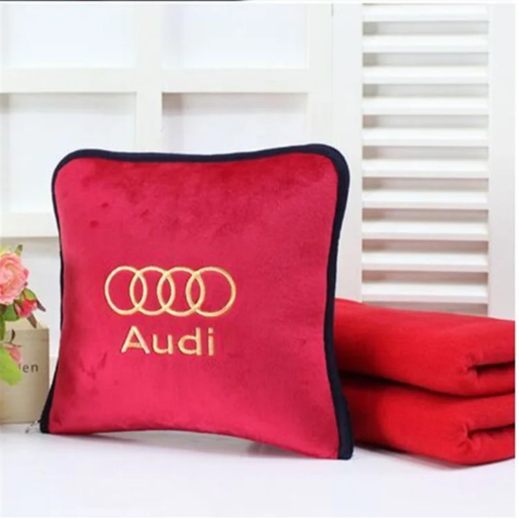 Logo customize polyester fleece polar flannel coral foldable blanket pillow 2 in 1