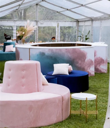 Velvet round waiting circular sofa for reception hotel lobby office sectional sofa