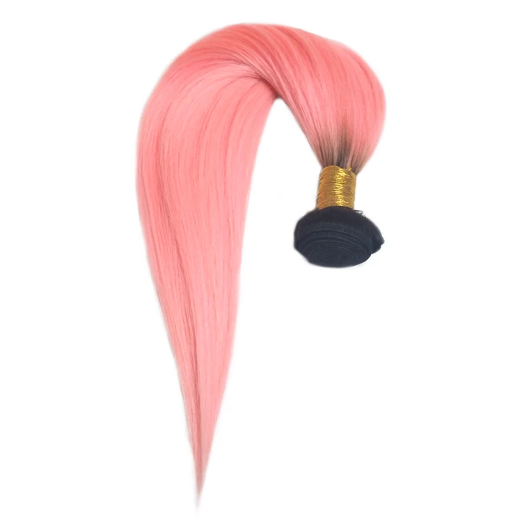 wholesale color human hair ombre hair bundles ,brazilian pink color hair extensions