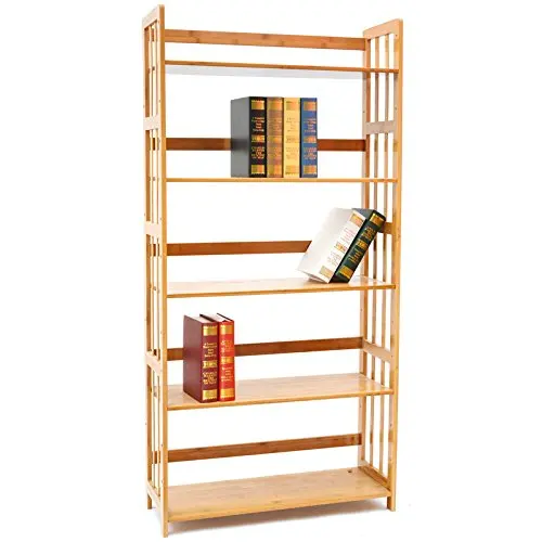 Bookcase Multifunctional Storage Rack 5 Tier Bookshelf Bamboo Natural
