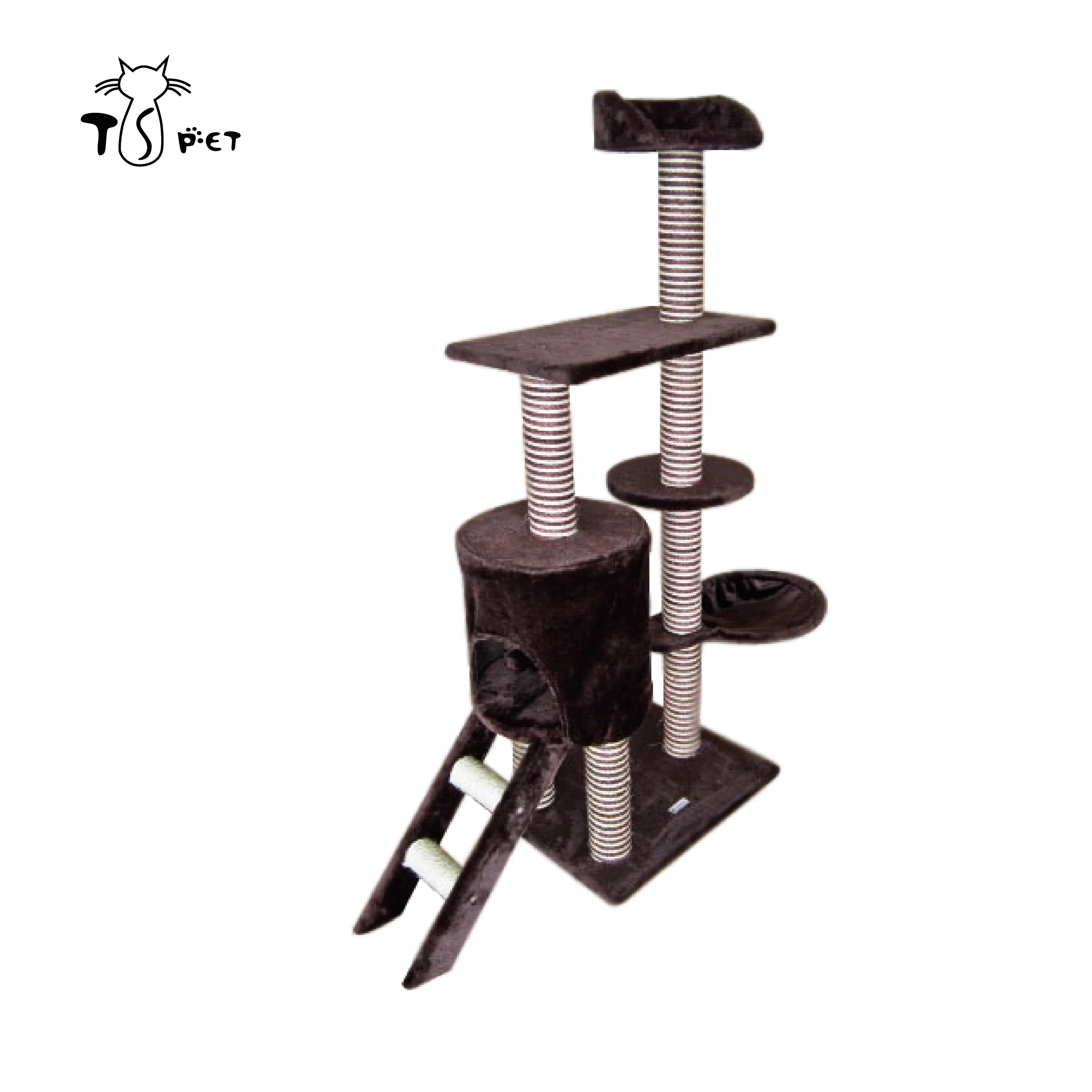 
Brown Muti-layer Cat Tree Castle With Ladder And Scratcher 