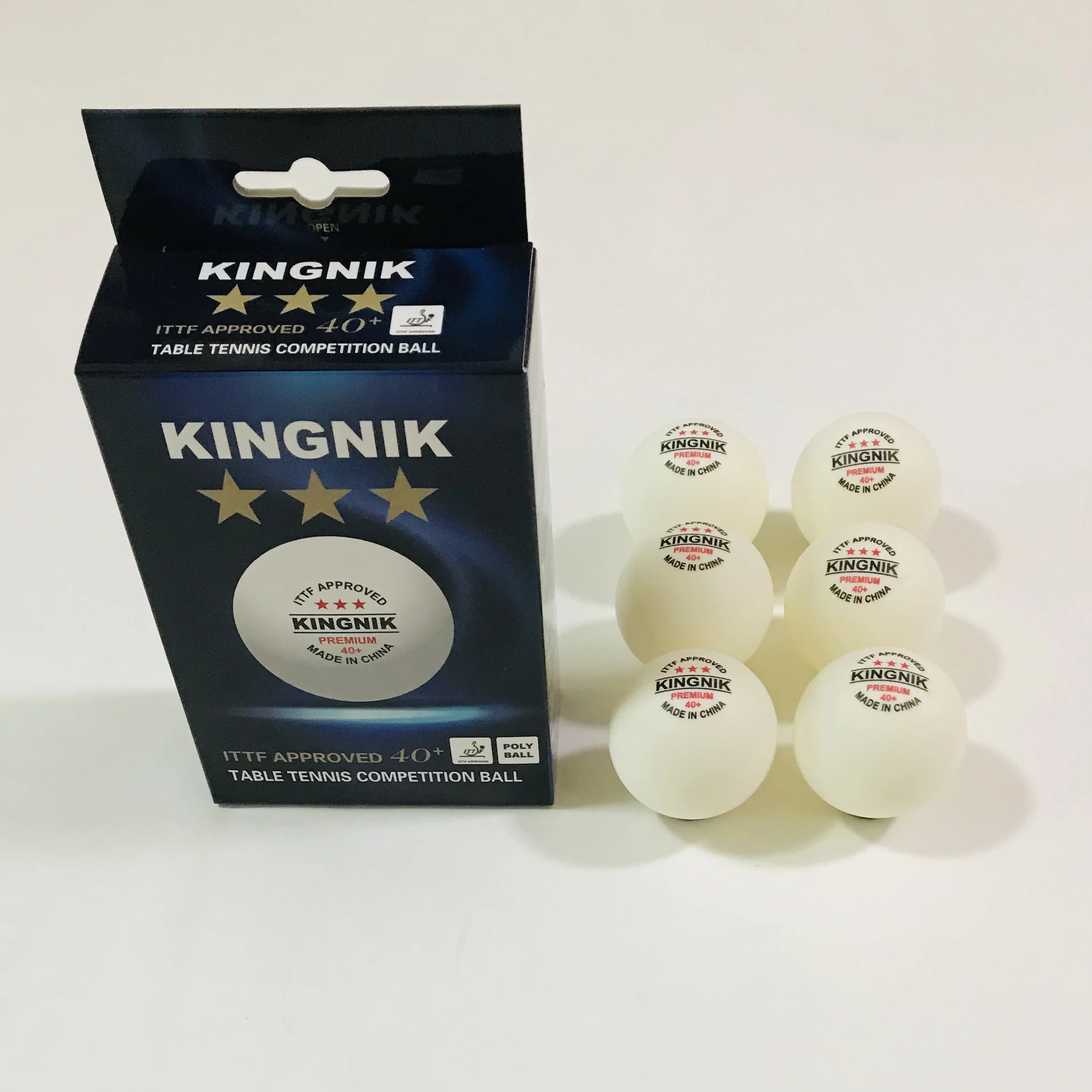 
ITTF approved KINGNIK Premium 3 star 40+ poly table tennis ball (box with hooking hole) 