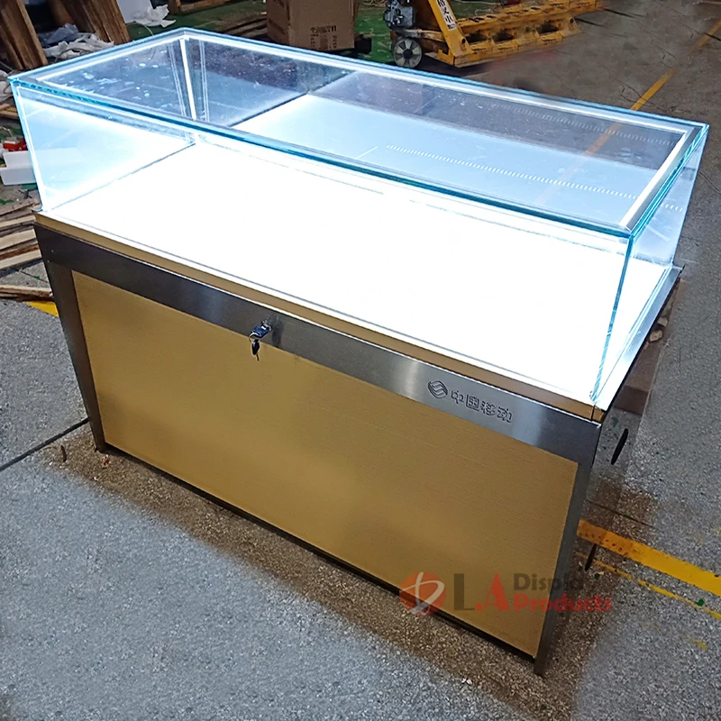 Factory custom made jewelry  glasses display showcase front open glass display showcase